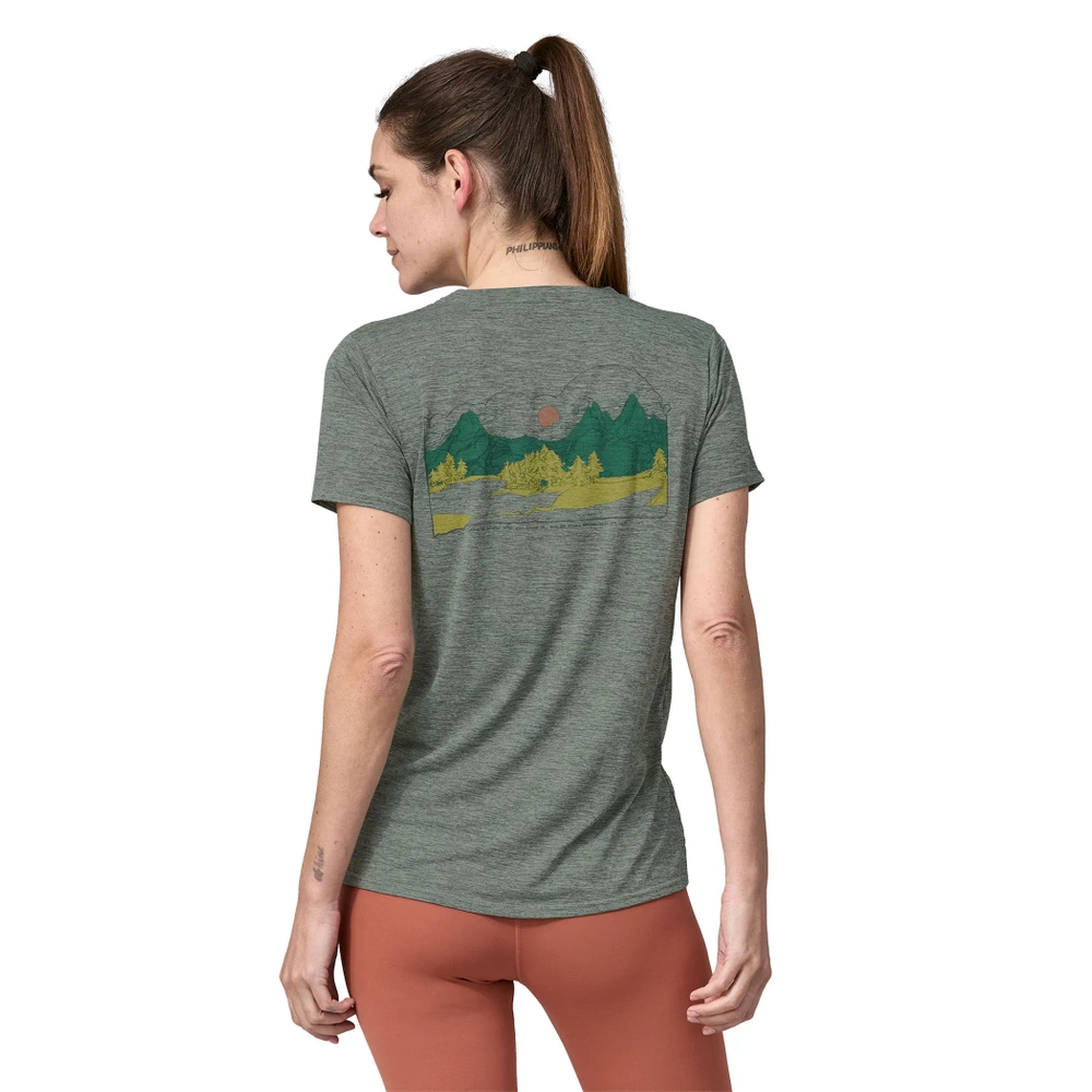 Koszulka Damska Patagonia W's Cap Cool Daily Graphic Shirt - Lands - Lost And Found: Sleet Green X-Dye