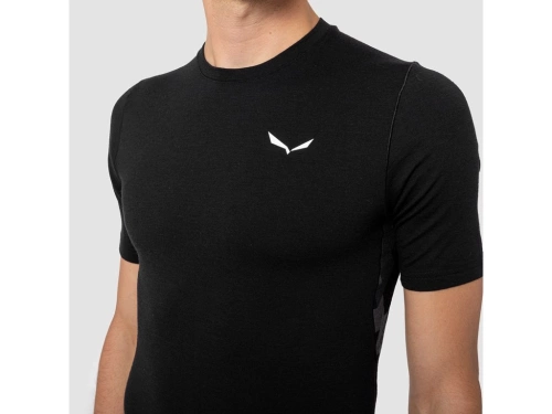 Męska koszulka z Merino Salewa Cristallo Warm Amr M T-Srt - black out